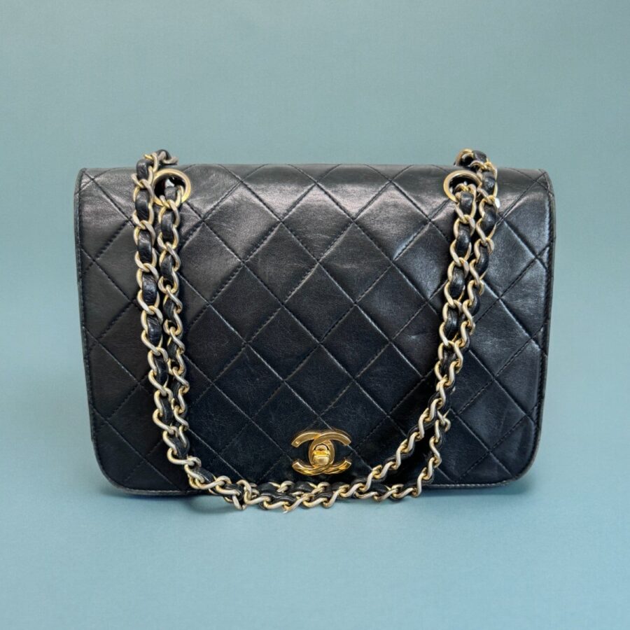 Chanel 24k Hardware Black Quilted Lambskin Single Flap | Studio Nafay