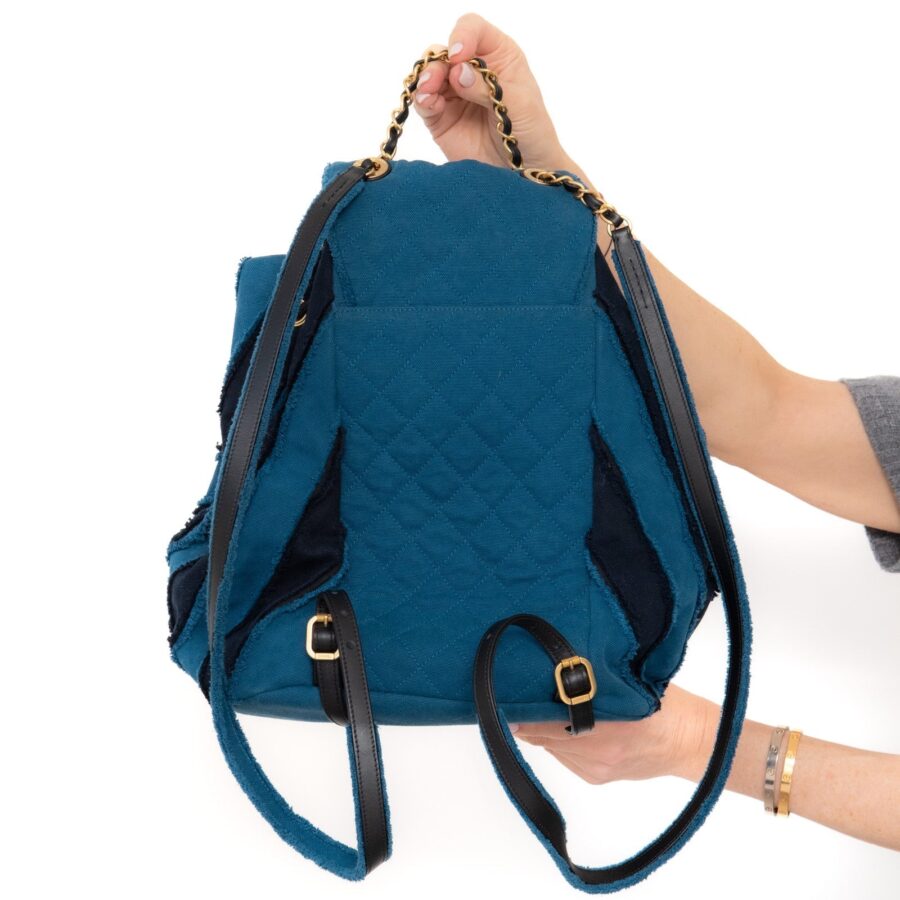 Chanel Blue Chevron Patchwork Coco Cuba Backpack | Studio Nafay