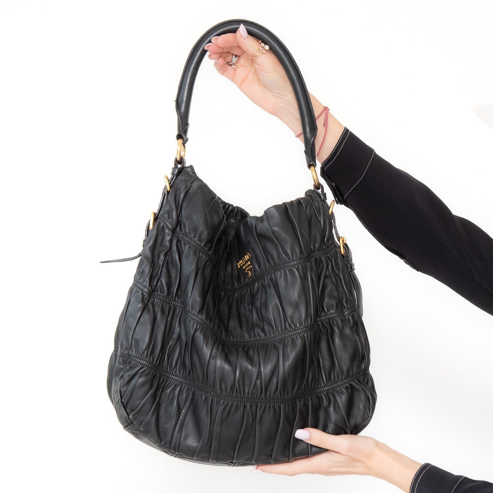 Prada Black Nappa Gaufre Shoulder Bag