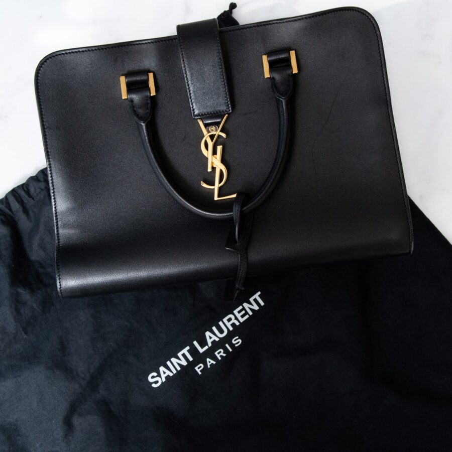 Saint Laurent Cabas Black Calfskin Leather Bag | Studio Nafay