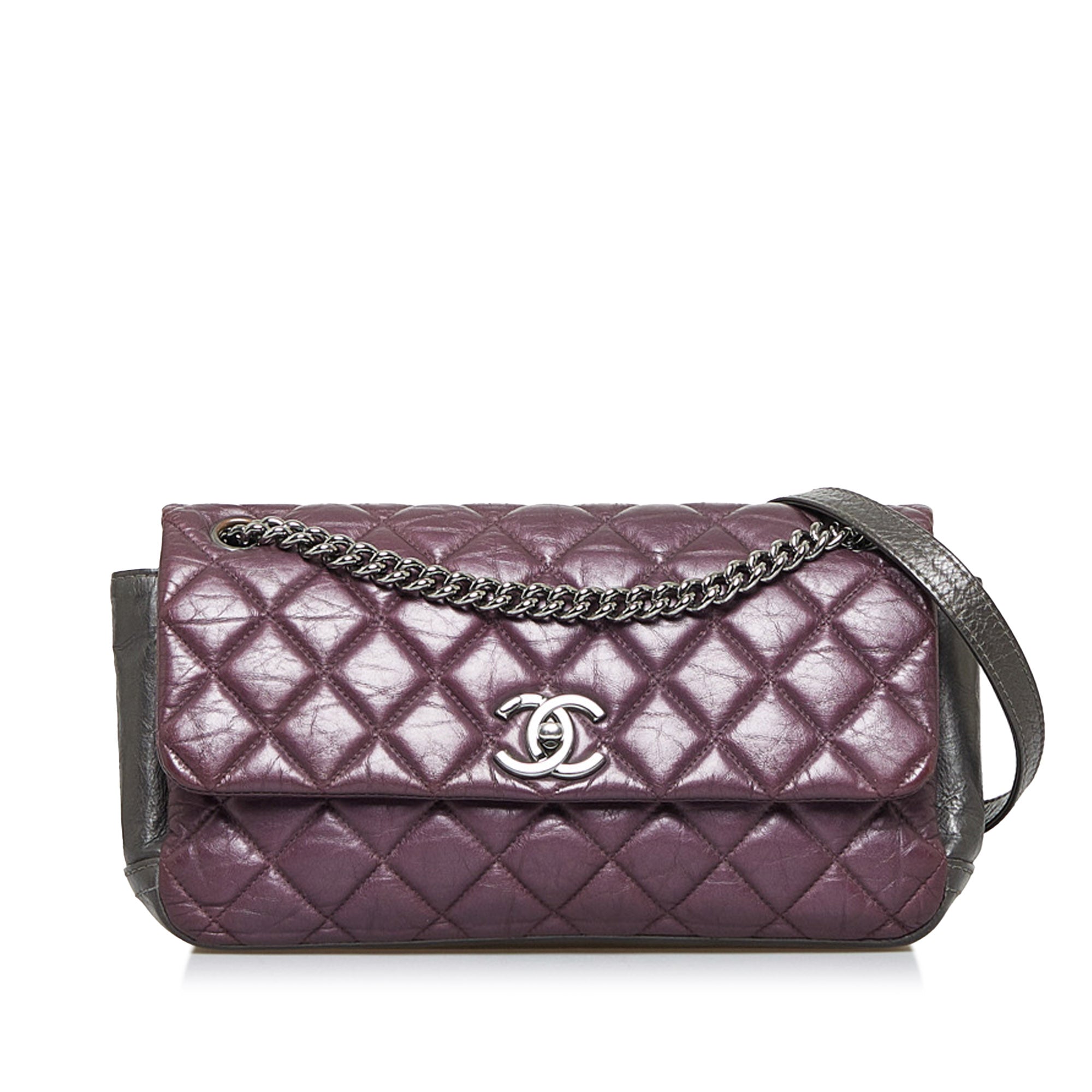 Purple Chanel Glazed Matelasse Portobello Flap Bag
