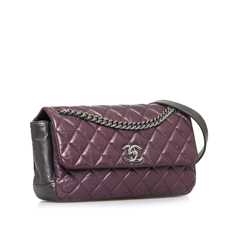 Purple Chanel Glazed Matelasse Portobello Flap Bag | Studio Nafay