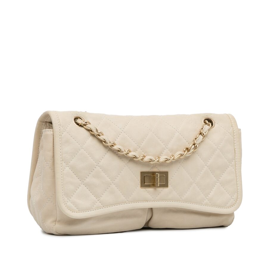 White Chanel Natural Beauty Split Pocket Shoulder Bag | Studio Nafay