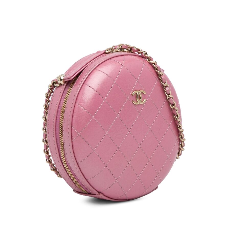 Pink Chanel Lambskin CC Round Chain Crossbody | Studio Nafay