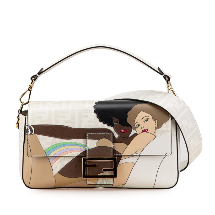 Fendi Zucca Graphic Print Coated Canvas Bikini Girls Baguette Satchel | Studio Nafay
