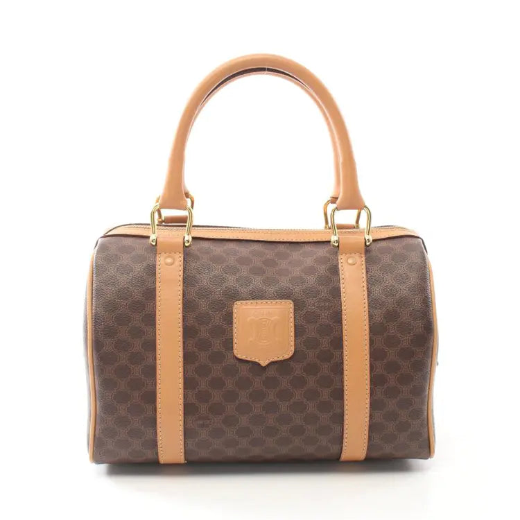 CELINE Macadam Handbag Boston Bag, Brown Coated Canvas & Leather | Studio Nafay