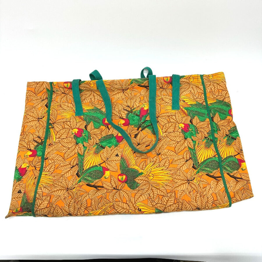 HERMES Tote Bag canvas Orange Parakeet bird pattern Women | Studio Nafay