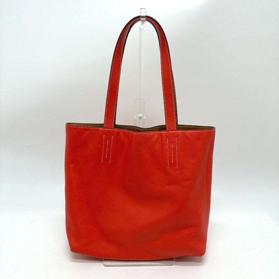 HERMES Tote Bag Leather, Vokissim Orange Doble Sense 28 reversible | Studio Nafay