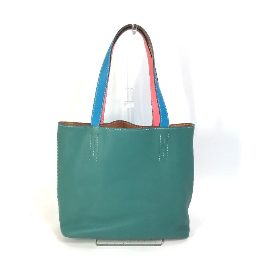 HERMES Tote Bag Leather, Vokissim Blue Zanzibar / Malachite double sense 35 Reversible by color Women | Studio Nafay