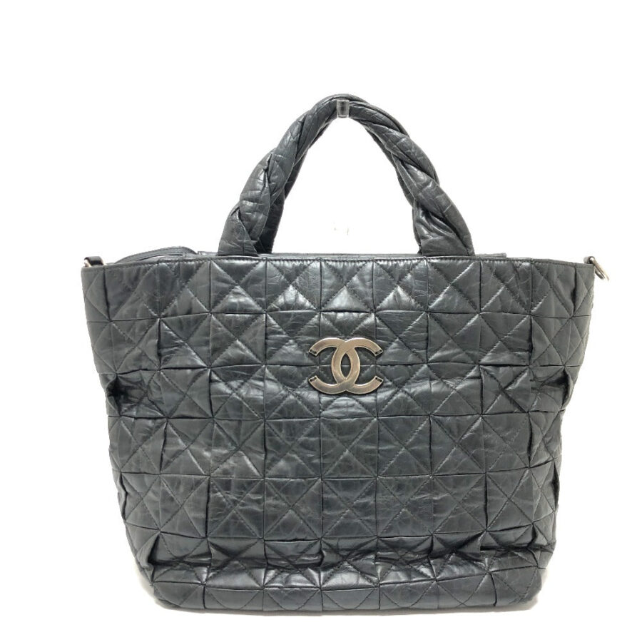 CHANEL Tote Bag leather black Woven Shoulder Bag CC COCO Mark Quilting | Studio Nafay