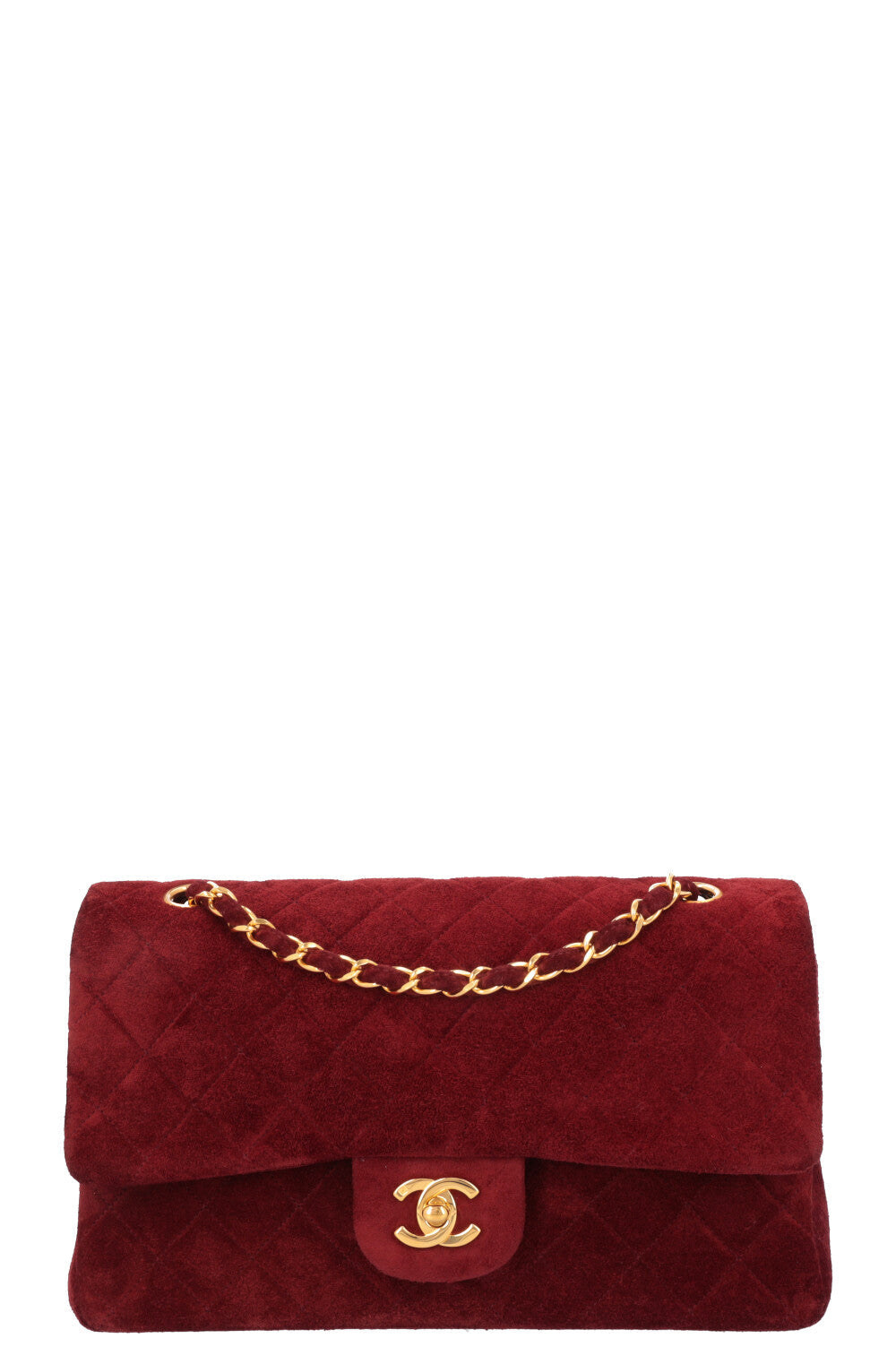 Chanel Flap Suede Burgundy Shoulder Bag
