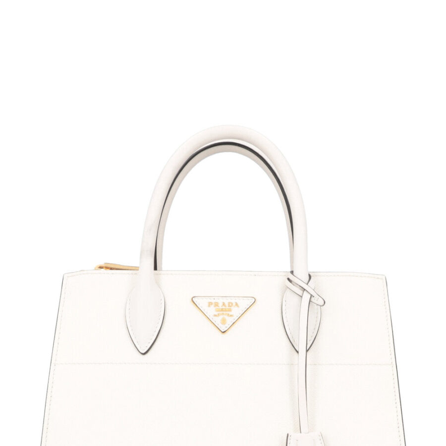 PRADA Paradigm Crossbody Bag Saffiano White | Studio Nafay