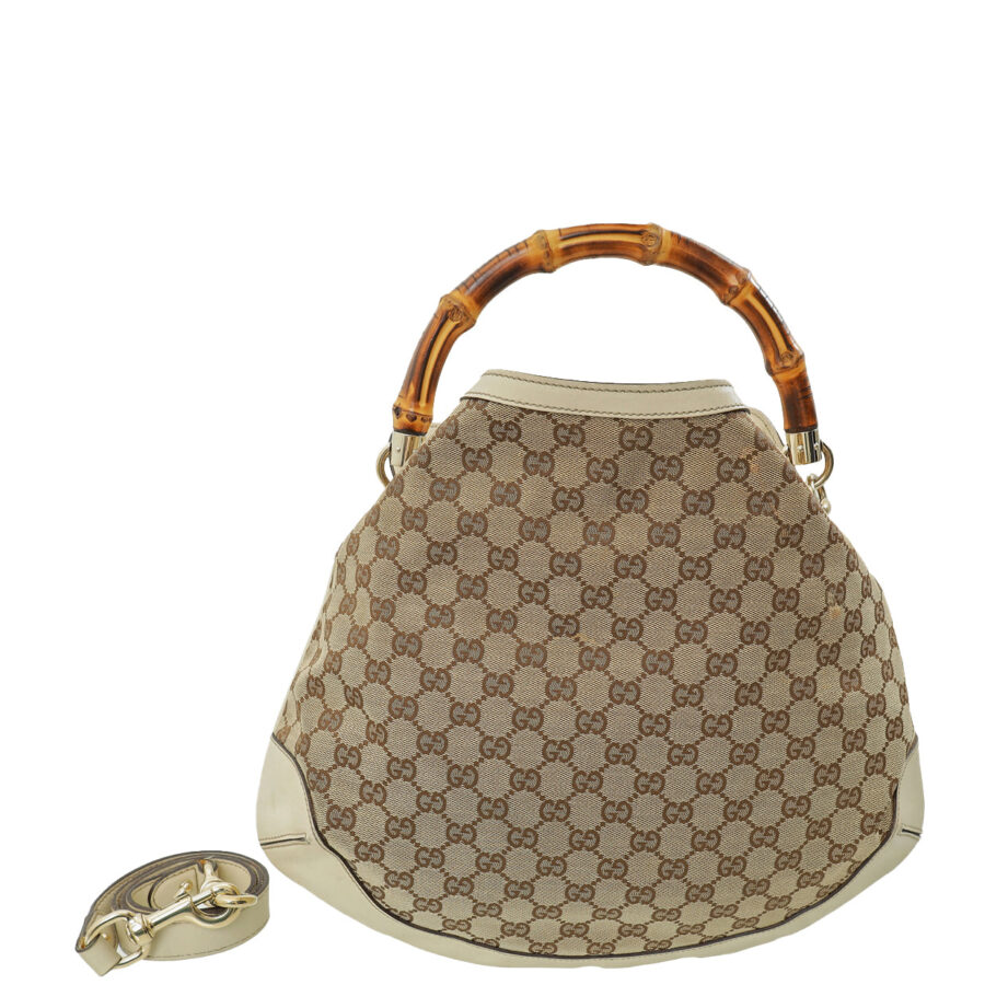 Gucci Bicolor GG Peggy Bamboo Top Handle Medium Bag | Studio Nafay