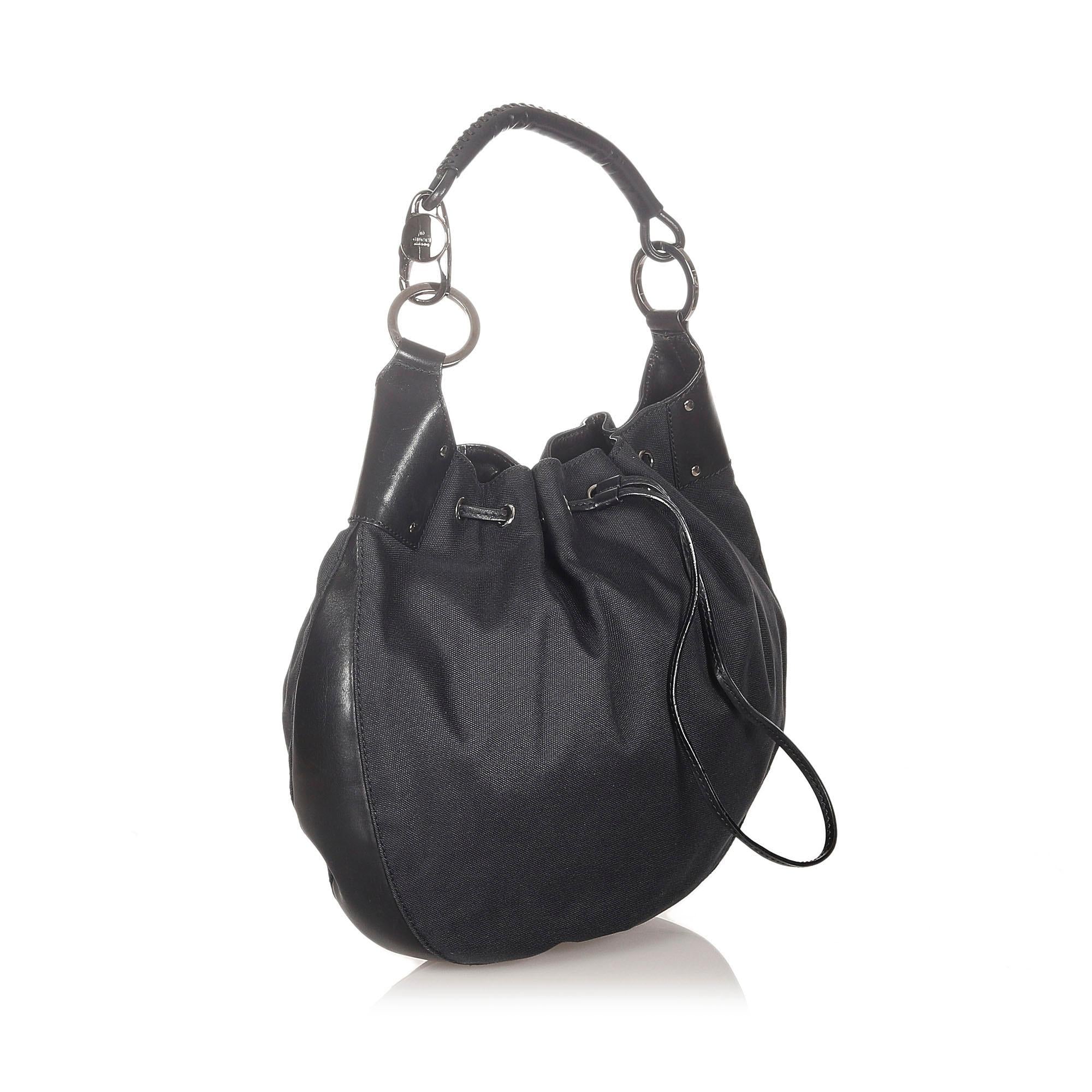Gucci Canvas Drawstring Hobo Bag