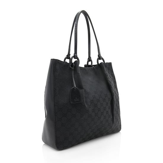 Gucci GG Canvas Leather Ring Large Tote