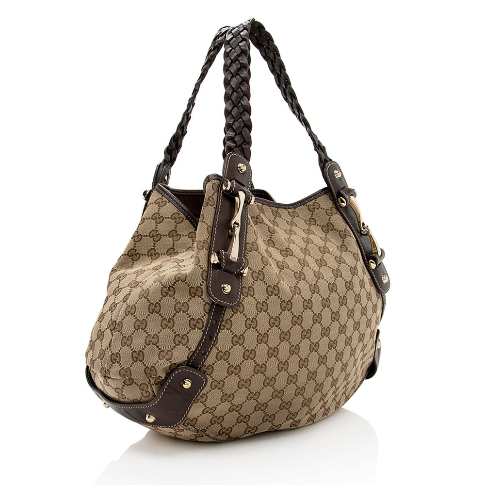 Gucci Leather Canvas Shoulder Bag Style 50
