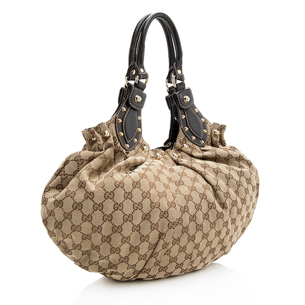 Gucci Leather Canvas Shoulder Bag Style 48