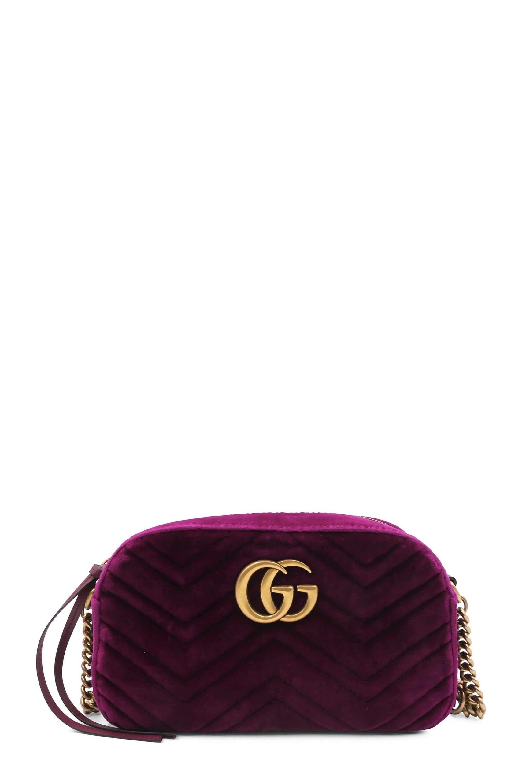 Small GG Marmont Matelasse Velvet Shoulder Bag Violet