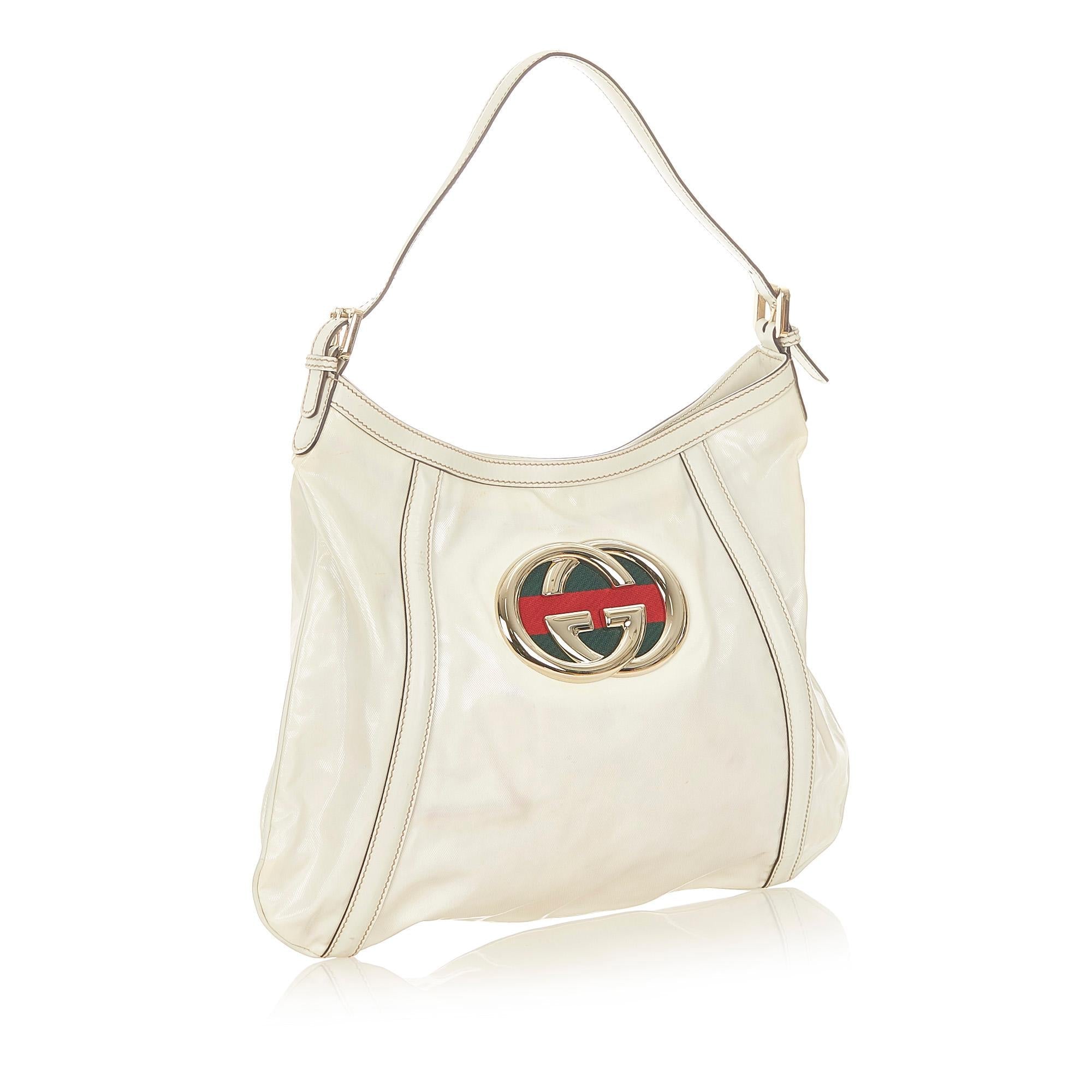 Gucci Web Leather Patent Leather Shoulder Bag