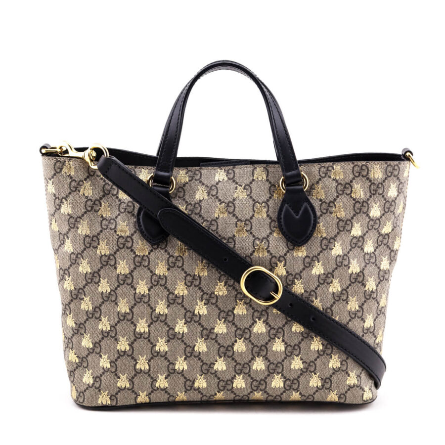 Gucci Beige Soft GG Supreme Bees Small Crossbody Tote | Studio Nafay