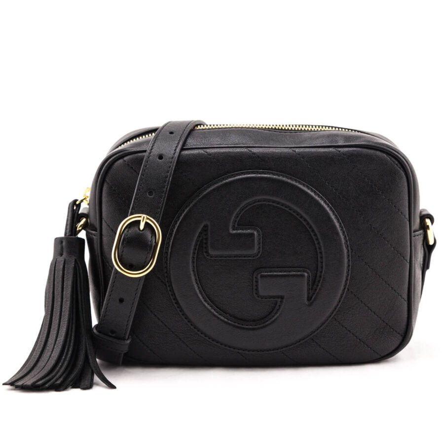 Gucci Black Calfskin Diagonal Stitched Small Blondie Crossbody | Studio Nafay