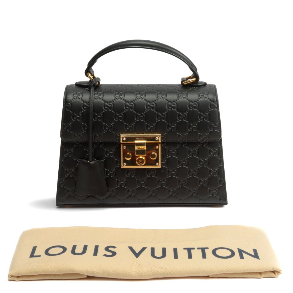 GUCCI Guccissima Top Handle Padlock Bag - Black - Product Image 2