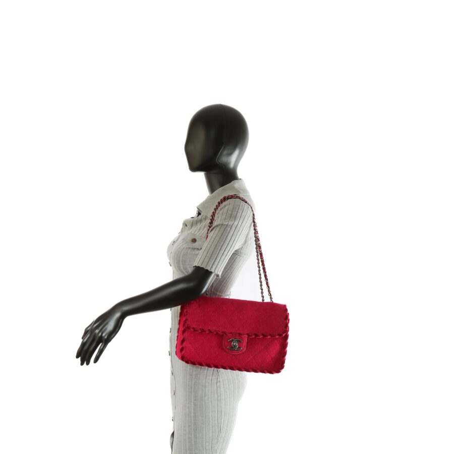 CHANEL Fancy Felt Flap Bag Dark Pink | Studio Nafay