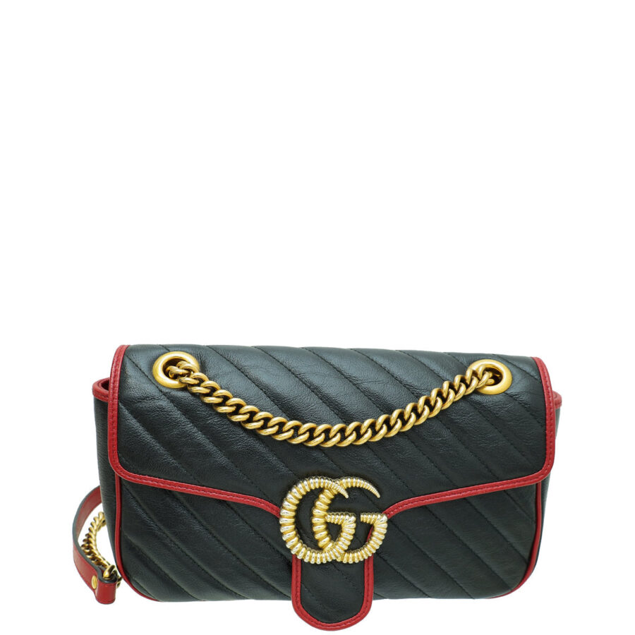 Gucci Black GG Marmont Small Shoulder Bag | Studio Nafay