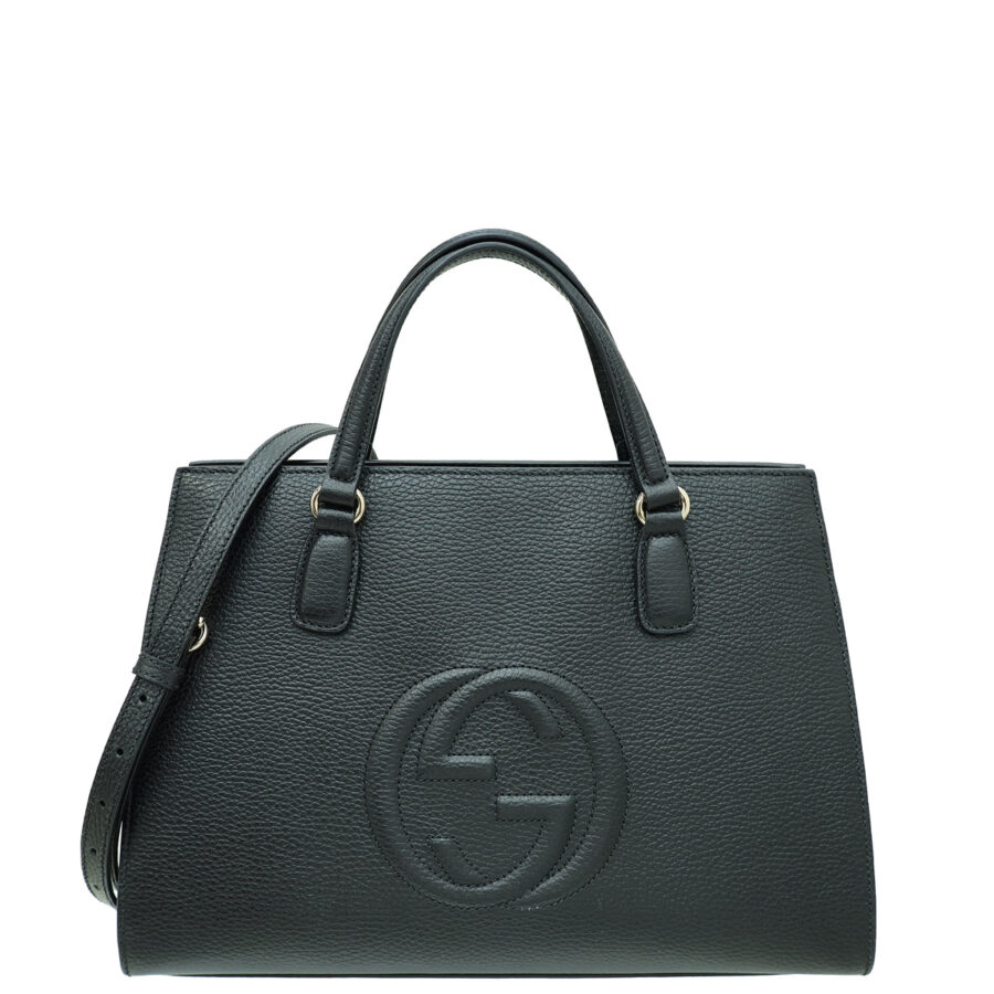 Gucci Black Soho Interlocking G Medium Tote Bag | Studio Nafay
