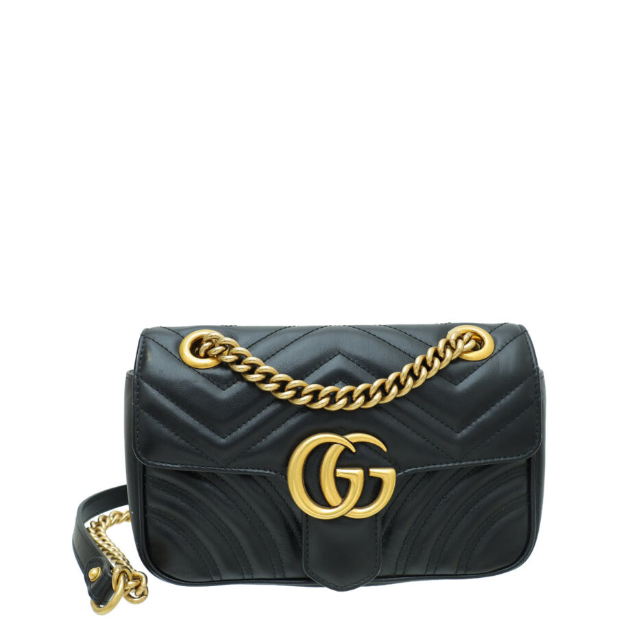 Gucci Black GG Marmont Mini Shoulder Bag | Studio Nafay