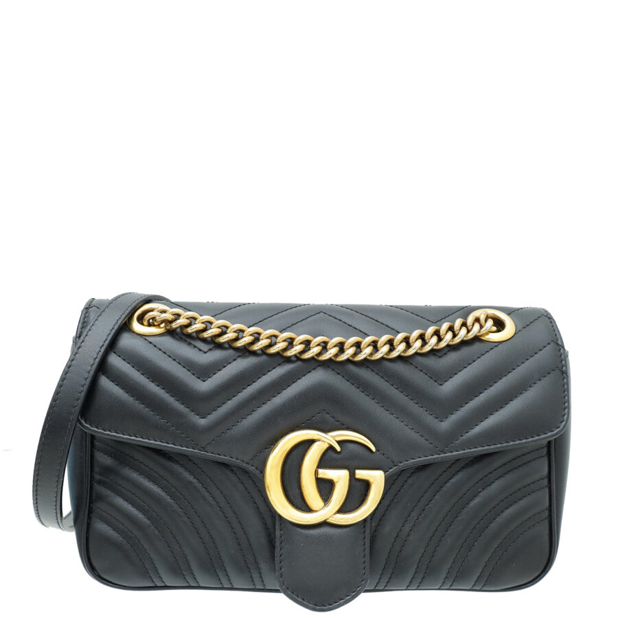 Gucci Black GG Marmont Flap Small Bag | Studio Nafay