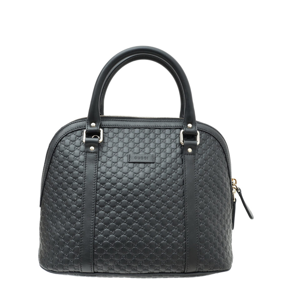 Gucci Black GG Microguccissima Dome Satchel Medium Bag | Studio Nafay