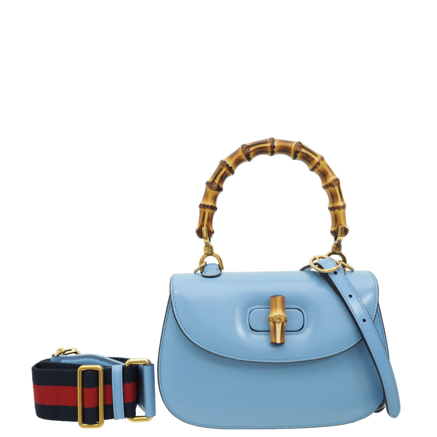 Gucci Sky Blue Bamboo Small Top Handle Bag | Studio Nafay
