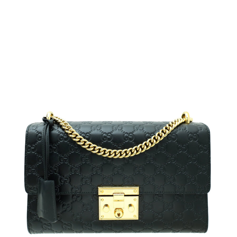 Gucci Black GG Guccissima Padlock Medium Shoulder Bag | Studio Nafay
