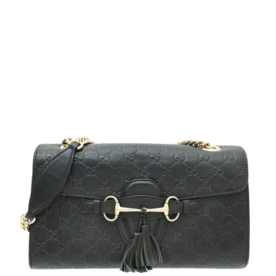 Gucci Black Guccissima Emily Medium Bag | Studio Nafay