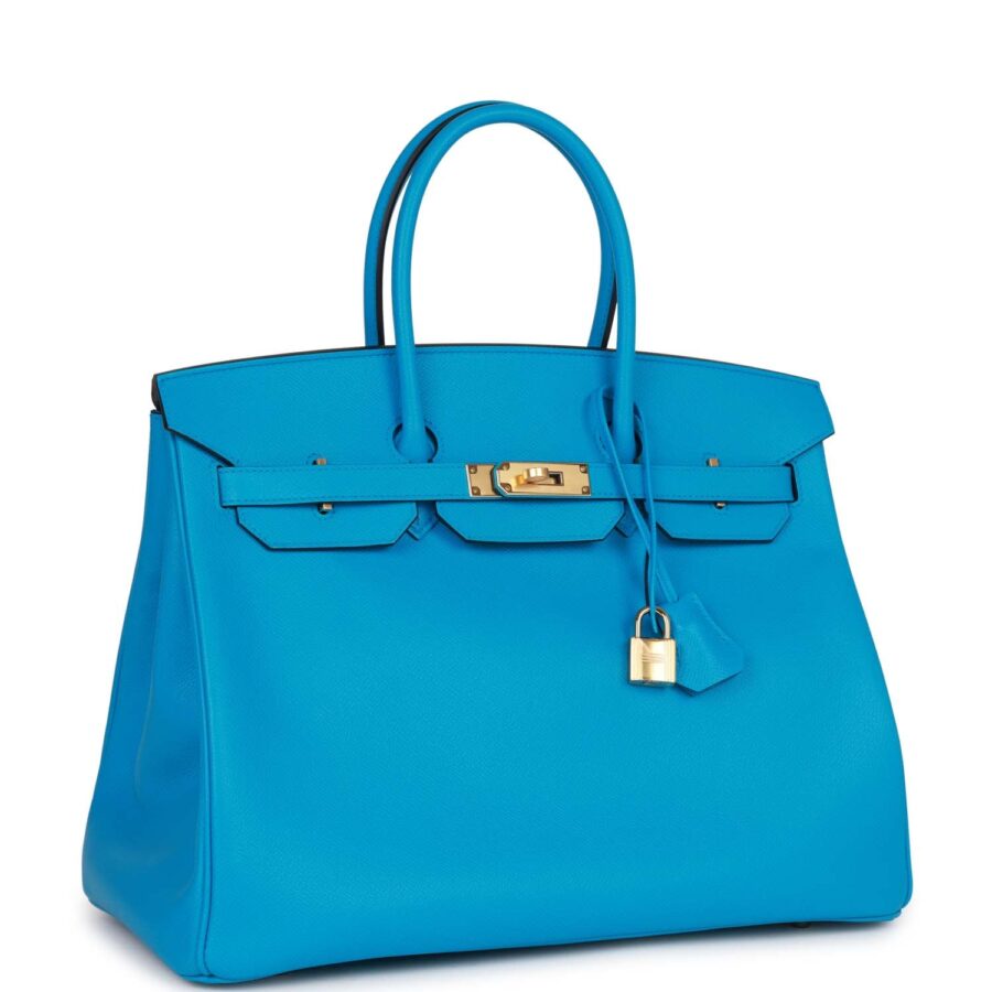 Hermes Birkin 35 Bleu Frida Epsom Gold Hardware | Studio Nafay