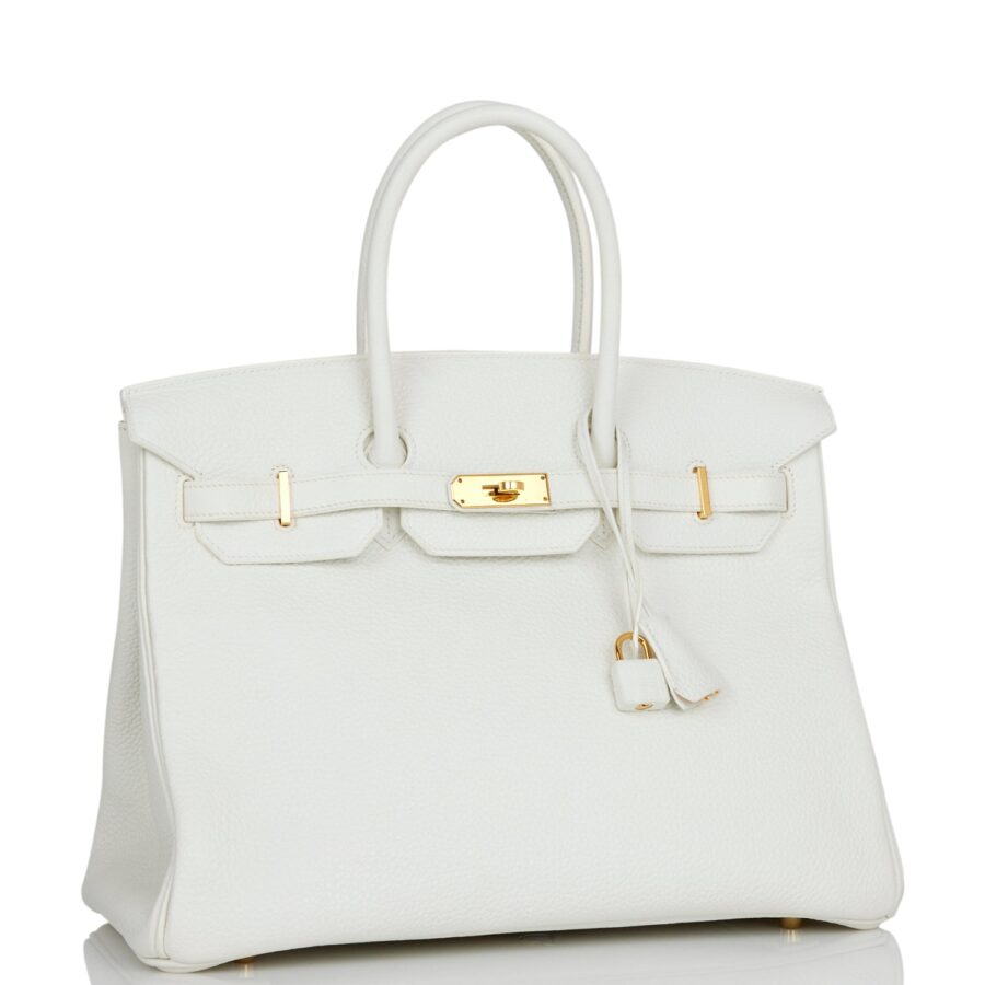 Hermes Birkin 35 White Clemence Gold Hardware | Studio Nafay