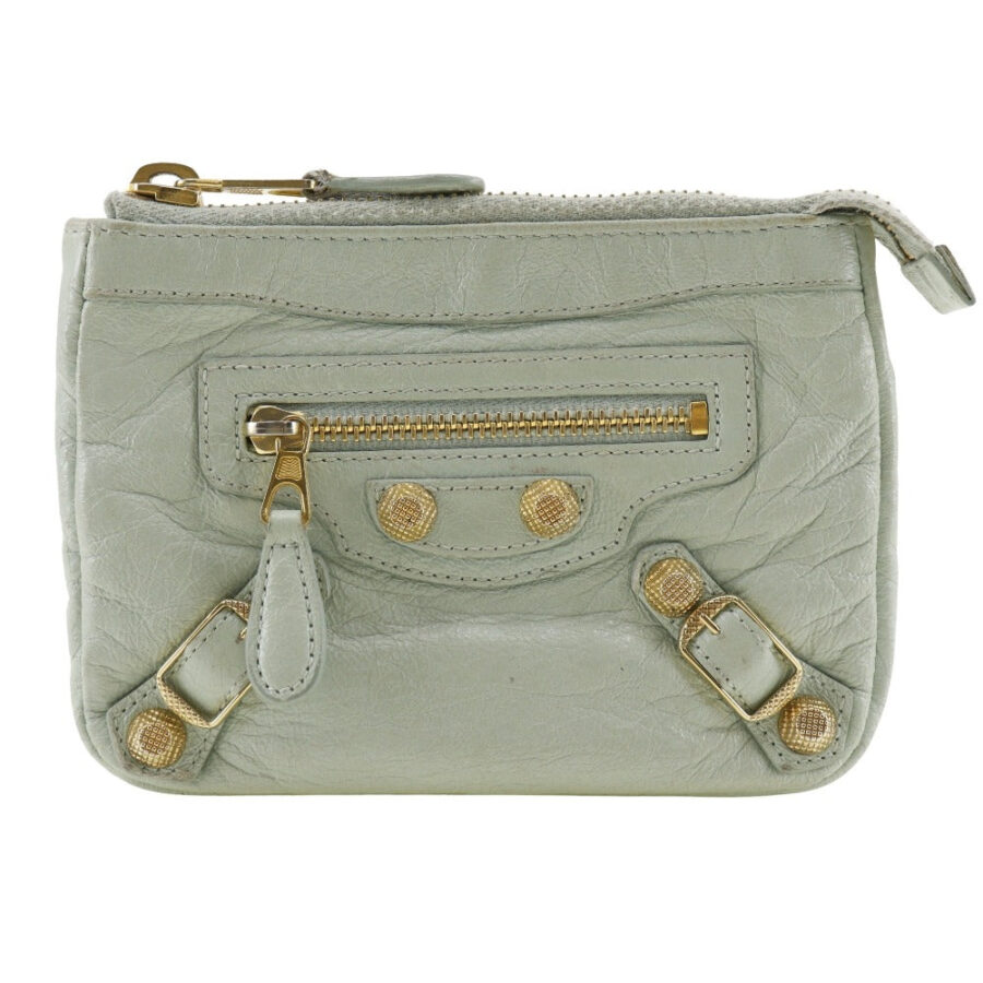 Balenciaga Leather Giant Pouch Light Green | Studio Nafay