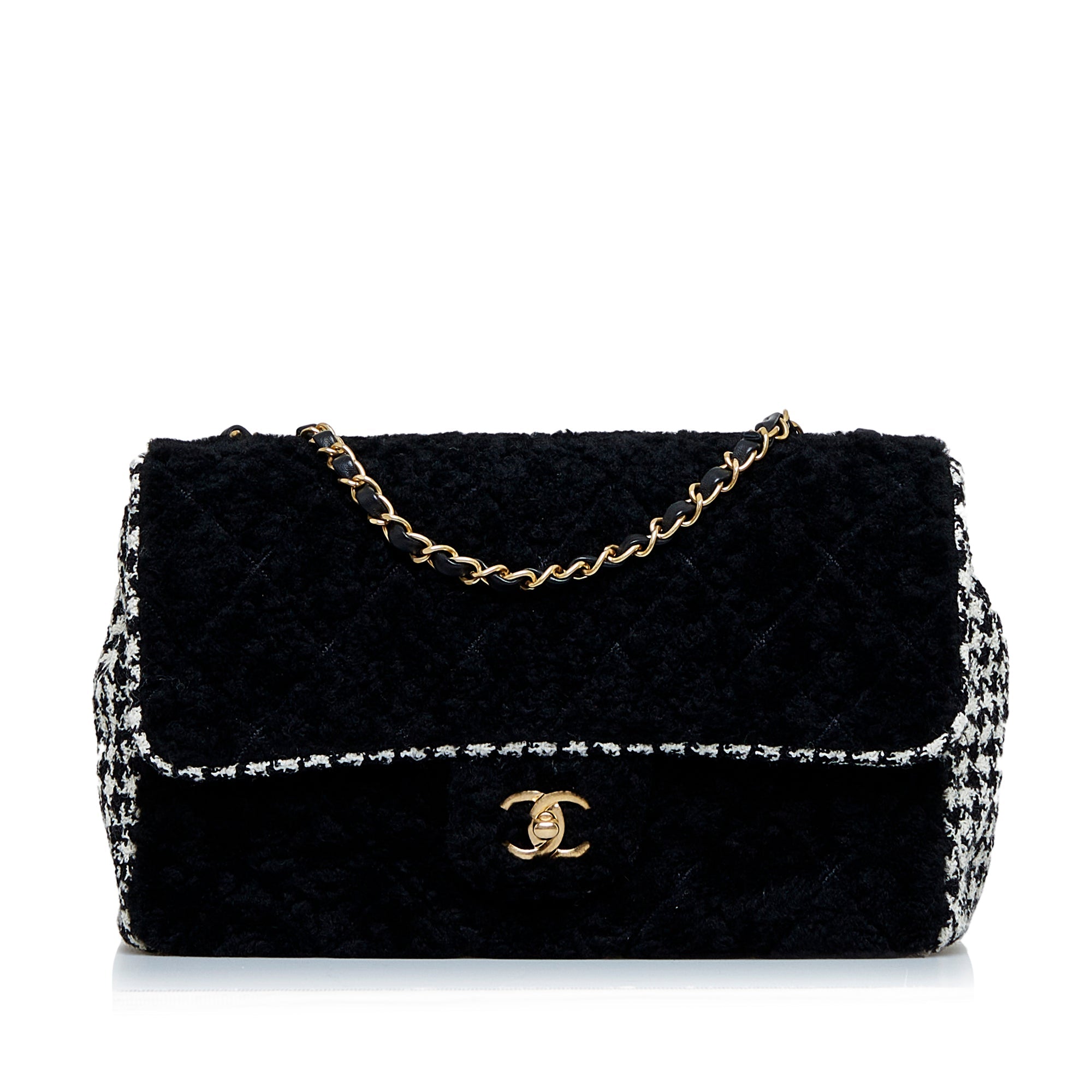 Black Chanel Shearling CC Turnlock Flap Bag
