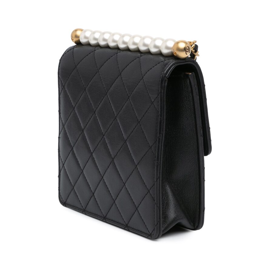 Black Chanel Small Lambskin Chic Pearls Flap Crossbody Bag | Studio Nafay