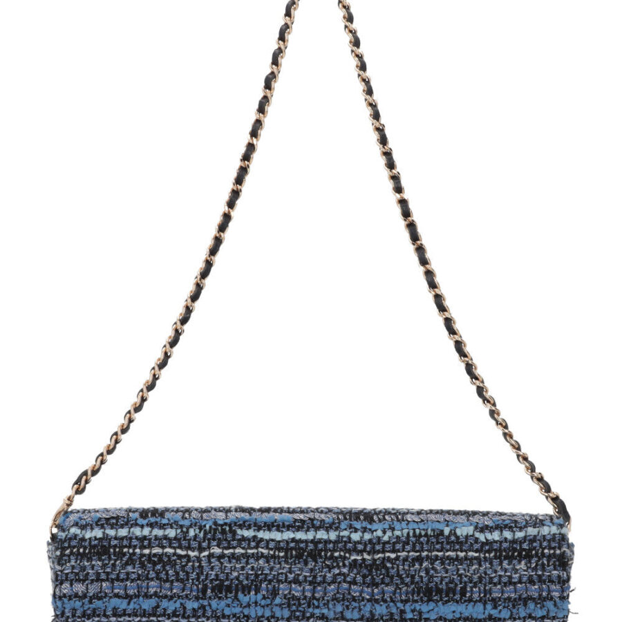 CHANEL Chocolate Bar Tweed Handbag Blue | Studio Nafay