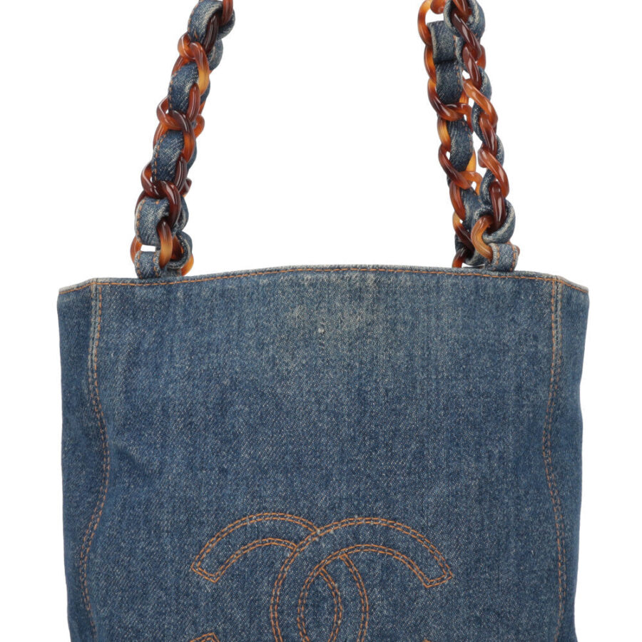 CHANEL CC Denim Top Handle Tote Bag | Studio Nafay