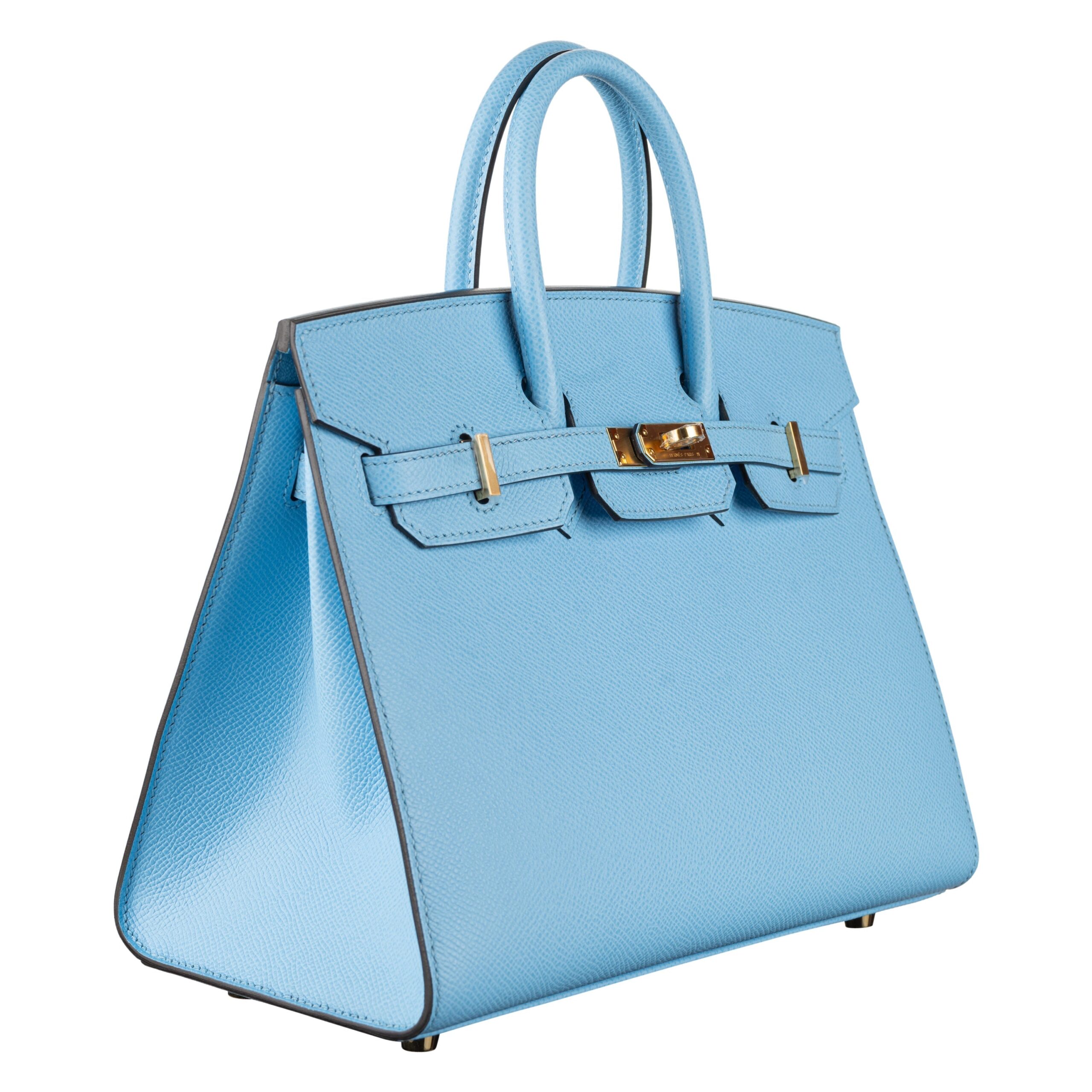 Hermes25cm Birkin Sellier Celeste Epsom Leather Gold Hardware