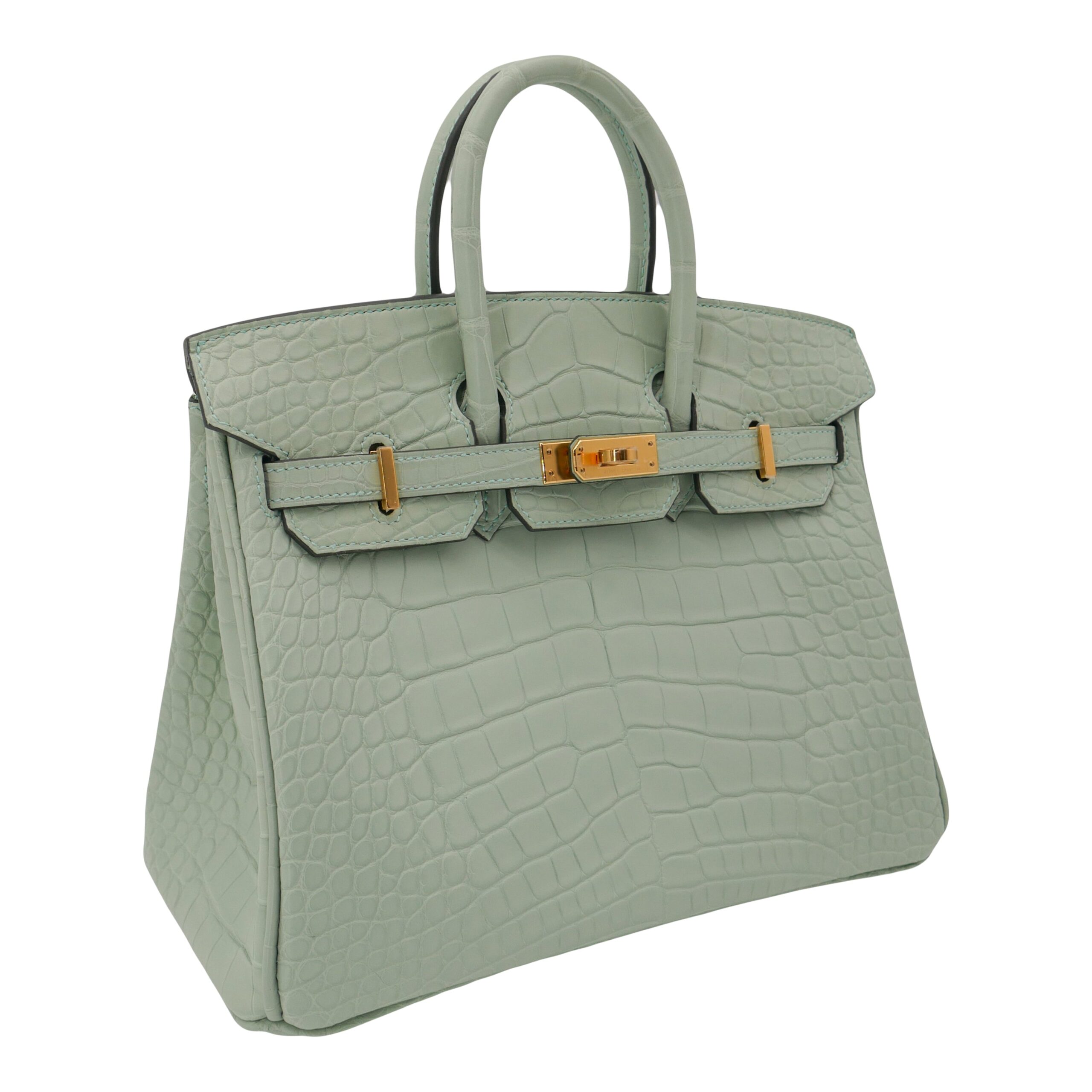 Hermes25cm Birkin Vert d’Eau Matte Alligator Gold Hardware
