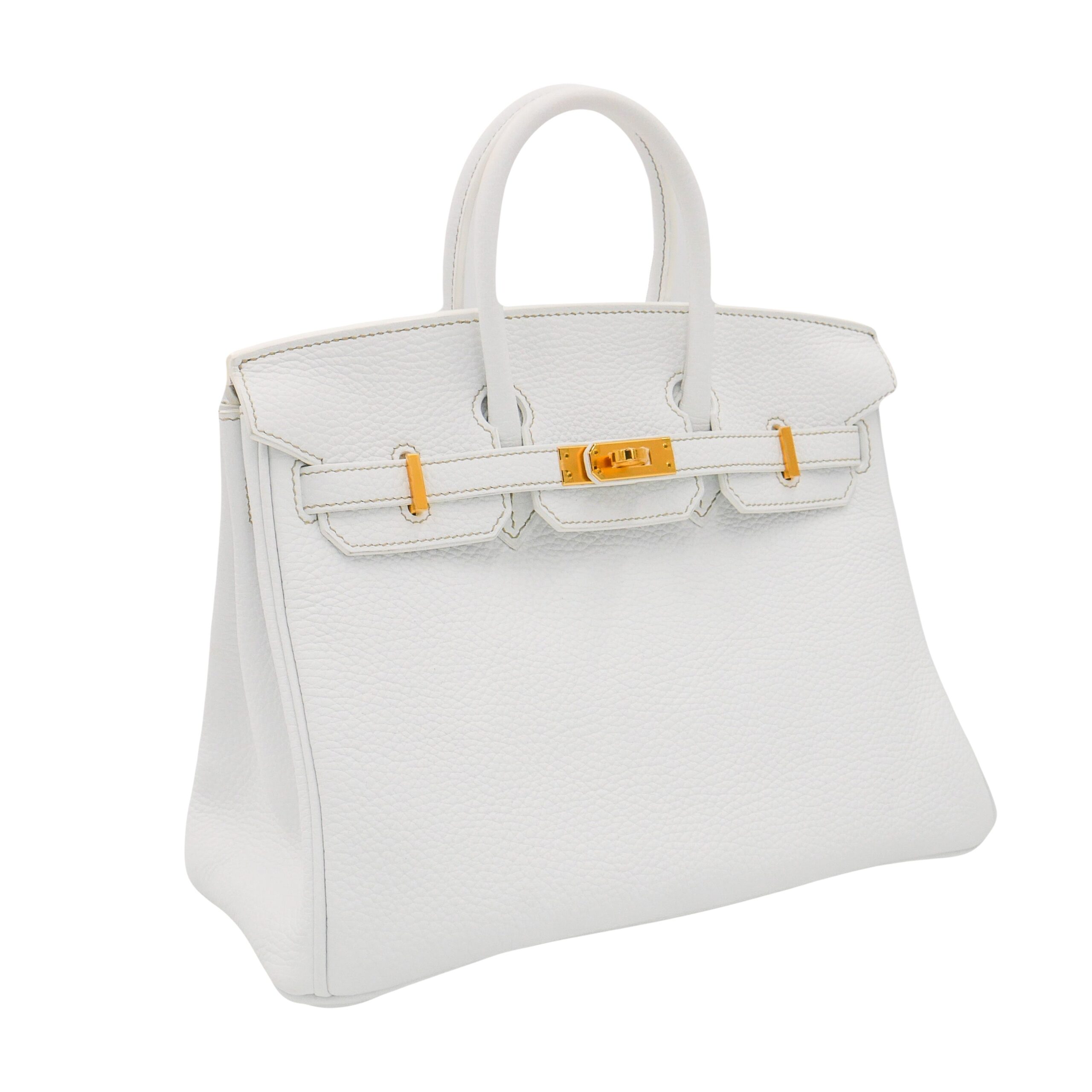 Hermes25cm Birkin White Clemence Leather Gold Hardware
