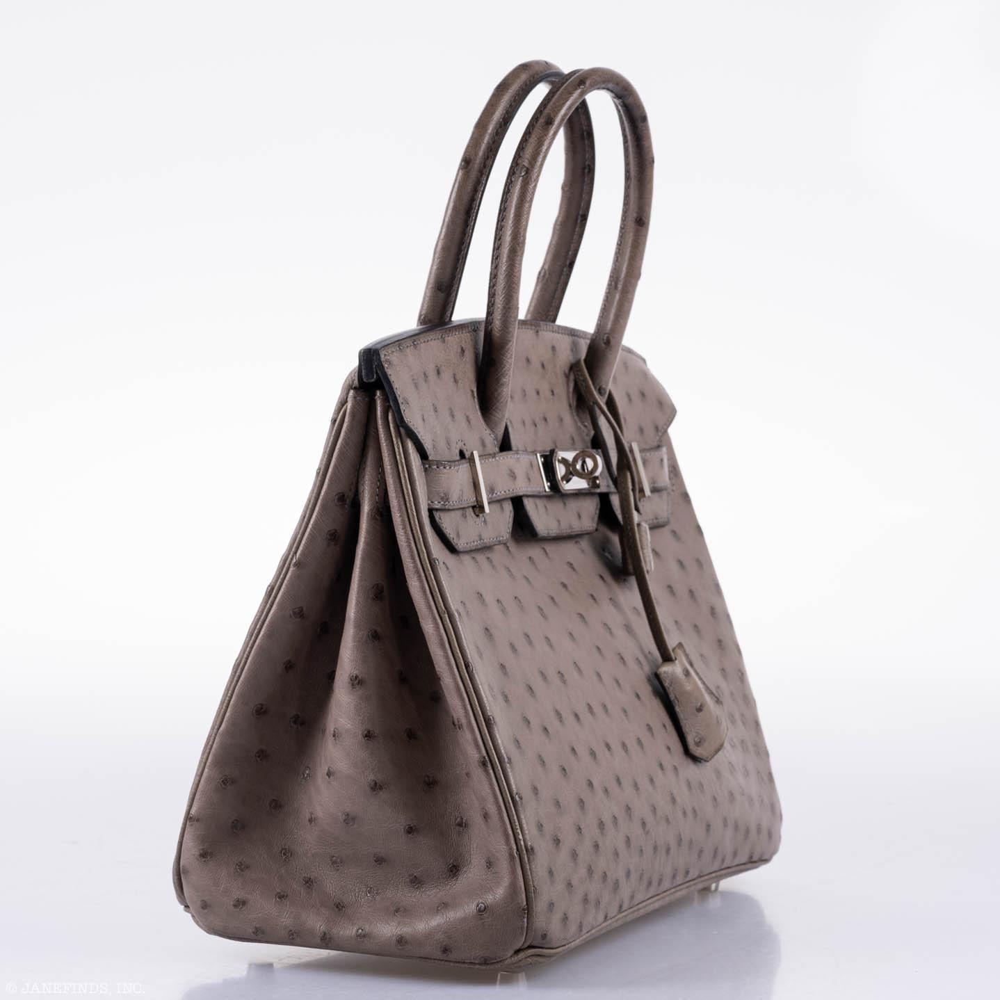 HermesBirkin 30 Gris Tourterelle Ostrich Palladium Hardware - Product Image 2