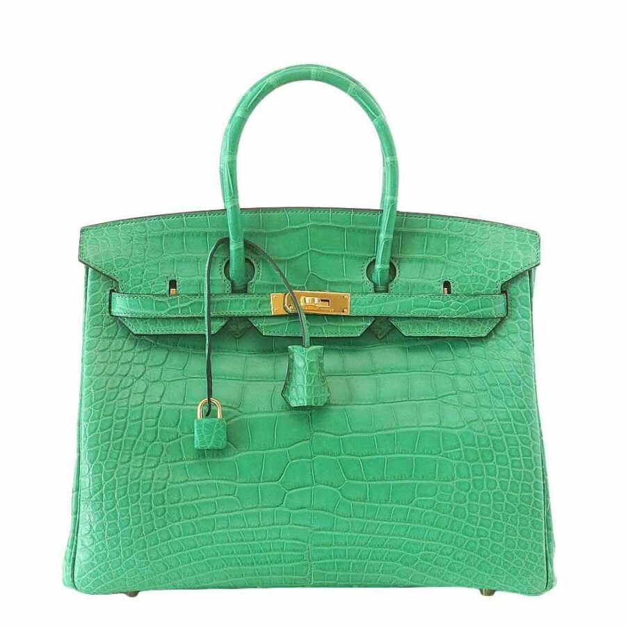 HermesMatte Alligator Birkin 35 Cactus Bag GHW | Studio Nafay