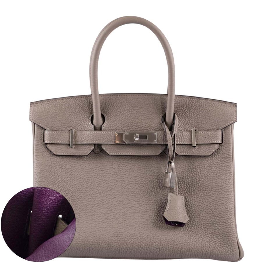HermesHSS Birkin 30 Gris Asphalte Togo with Cassis Interior with Palladium Hardware | Studio Nafay