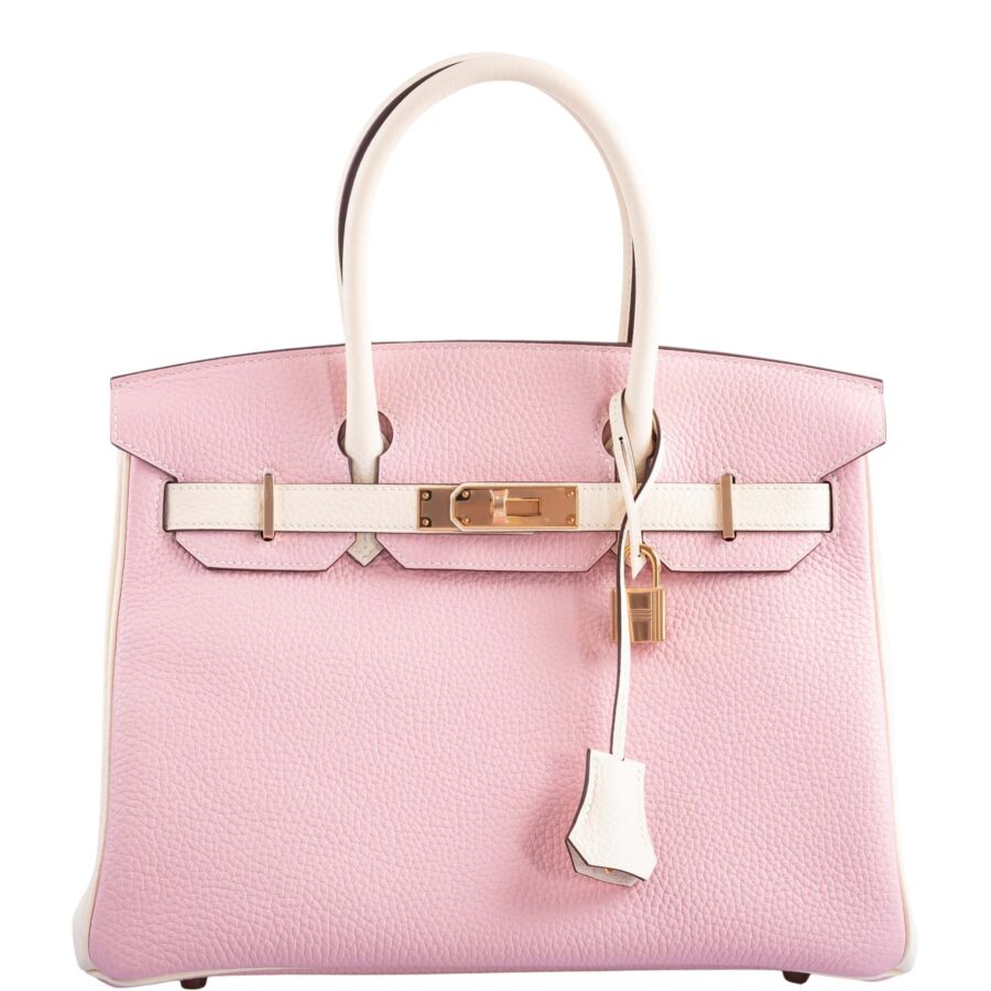 HermesHSS Birkin 30 Rose Sakura and Craie Clemence with Rose Gold Hardware | Studio Nafay