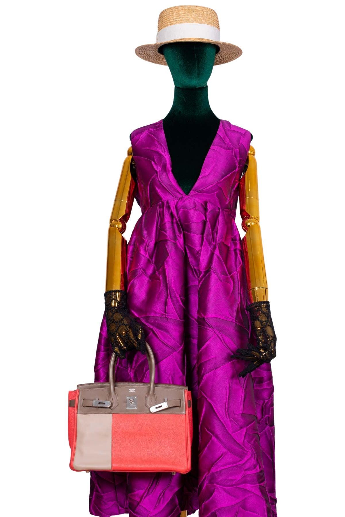 HermesHSS Birkin 30 Tri-Color Rose Jaipur, Etoupe, Argile Clemence and Swift Brushed Palladium Hardware